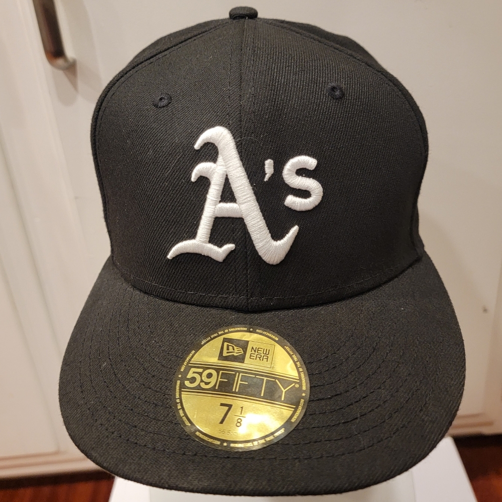 A's New Era 59fifty Genuine Merchandise Hat, Fitted Hat, Size 7 1/8